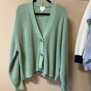 Green Chunky Knit Cardigan